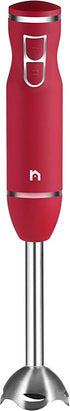 New House Kitchen Immersion Hand Blender 2 Speed Stick Mixer with Stainless Steel Shaft & Blade 300 Watts Easily Food, Mixes Sauces, Purees Soups, Smoothies, and Dips, Red