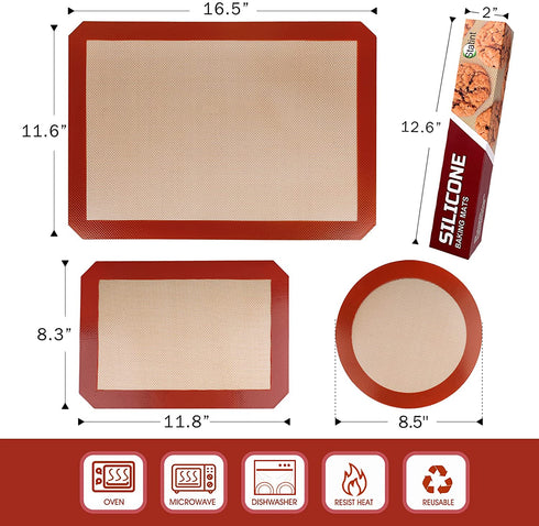 STATINT Non-Stick Silicone Baking Mat, Premium Food Safe - Pack of 4