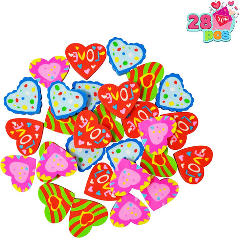 28 Pack Valentines Day Stationery Set with Treat Bags for Kids Party Favor, Classroom Exchange Prizes?includes Notebooks,Rulers,Erasers,Pencils,Stickers