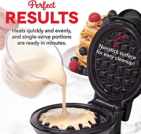Dash Mini Waffle Maker Machine for Individuals, Paninis, Hash Browns, & Other On the Go Breakfast, Lunch, or Snacks, with Easy to Clean, Non-Stick Sides, Purple Galaxy 4 Inch
