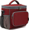 FlowFly Insulated Reusable Lunch Bag Adult Large Lunch Box for Women and Men with Adjustable Shoulder Strap Front Zipper Pocket and Dual Large Mesh Side Pockets, Red