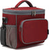 FlowFly Insulated Reusable Lunch Bag Adult Large Lunch Box for Women and Men with Adjustable Shoulder Strap Front Zipper Pocket and Dual Large Mesh Side Pockets, Red