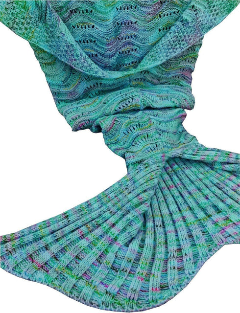 DDMY Mermaid Tail Blanket Crochet Mermaid Blankets Seasons Warm Soft Handmade Sleeping Bag Best Birthday for Kids Teens Adult 74''x35'' Mint Green