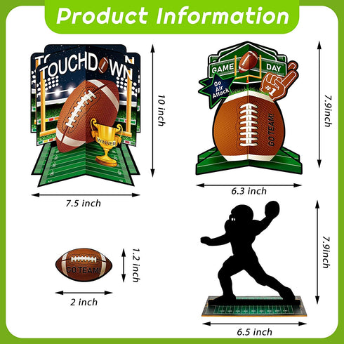 25 Pieces Football Table Centerpiece 3D Football Centerpieces Football Player Silhouette Centerpieces Football Party Decoration for Sports Game Day Party Tailgate Party Football Party Supplies
