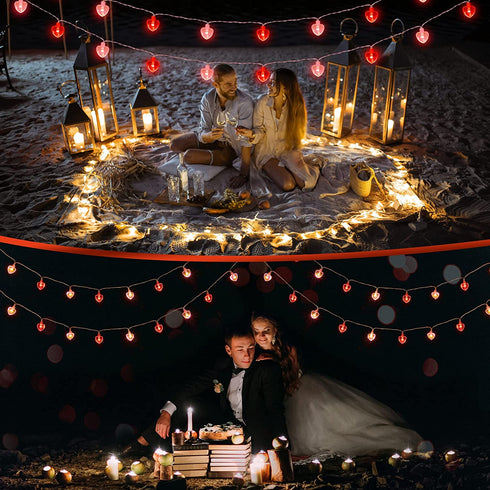 Valentine's Day Heart String Lights, 11ft 8Modes 30LED Red and Pink String Light Battery Operated with Remote, Timing Function Valentines Decoration Light String for Bedroom Wedding Anniversary Party