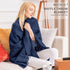 RECYCO Throw Blanket for Couch Navy Blue Waffle Throw Blanket Lightweight Soft Cozy Bed Decor Travel Blanket with Tassels for Living Room 50"x60"