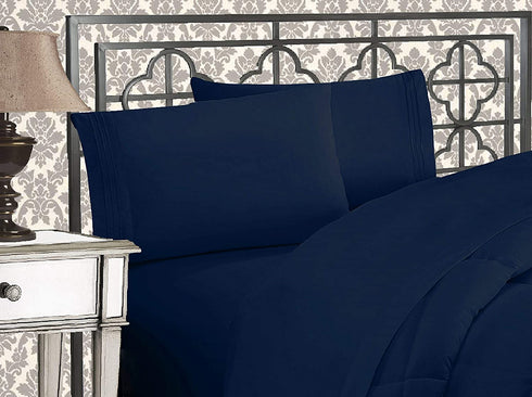 Elegant Comfort 1500 Thread Count Wrinkle & Fade Resistant Egyptian Quality Ultra Soft Luxurious 2-Piece Pillowcases, King Size, Navy