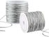 2 Rolls Metallic Elastic Cords Stretch Cord Ribbon Metallic Tinsel Cord Rope for Craft Making Gift Wrapping, 1 mm 55 Yards (Silver)