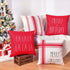 Christmas Pillow Covers 18x18 Inches Set of 4 Red Ticking Striped Merry Christmas Falala Merry&Bright Cushion Case Decoration for Sofa Couch Holiday Decor