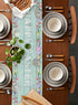 SUN-Shine Spring Table Runner Easter Rabbit on Farm Wooden Dresser Scarves-70inch Long,Teal Turquoise Linen Burlap Eggs and Floral Table Runners Cloth for Kitchen Dining April Holiday Party Decor