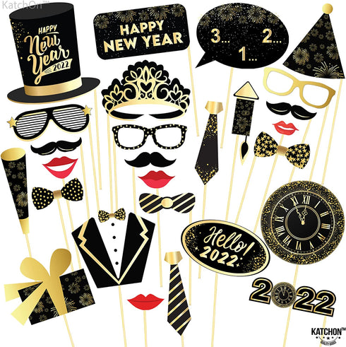 New Years Photo Booth Props 2022 - New Years Eve Party Supplies 2022 | New Years Props Picture, New Year Decorations 2022 | NYE Photo Booth Props 2022, New Years Eve Photo Booth Props 2022, Little DIY