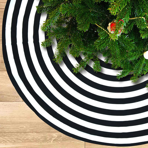 AHOOCUSTOM Black and White Christmas Tree Skirt, Rustic Farmhouse Christmas Decorations Ornaments, 36 Inch Tree Skirt Mat Decor for Merry Xmas Holiday