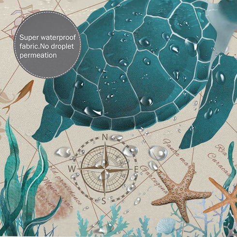 Bathroom Shower Curtain Sea Turtle Ocean Shower Curtains Fabric Waterproof Creature Landscape Beach Themed Bathroom Decor 72 X 72 Inches
