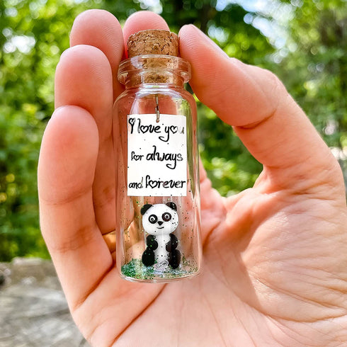 I Love You For Always and Forever - Cute and Kawaii Panda Figurine Gifts - Romantic Anniversary Presents for Men and Women - Meaningful Gift Idea for Friends and Family (Panda Bear and Message in a Bottle, I Love You For Always and Forever)