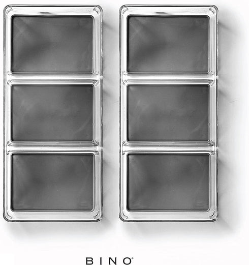 BINO | 3-Section Plastic Drawer Organizer Bin, Grey - 2 Pack | THE ARTISAN+ | Multi-Purpose | Soft-Grip Lining and Non-Slip Rubber Feet | Durable | BPA-Free | Desk Drawer Organizer | Vanity Organizer