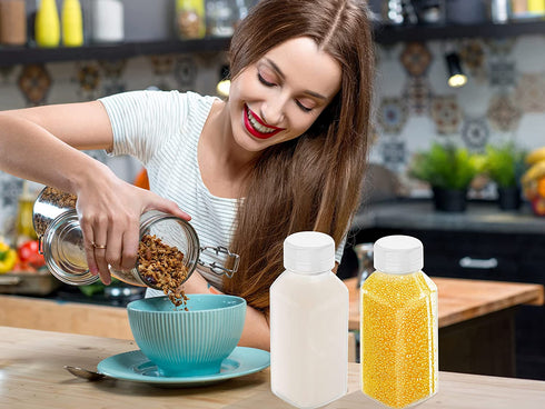 20 Pcs 8 Ounce Juice Bottles Plastic Milk Bottles Bulk Beverage Containers with Tamper Evident Caps Lids White for Milk, Juice, Drinks and Other Beverage Containers