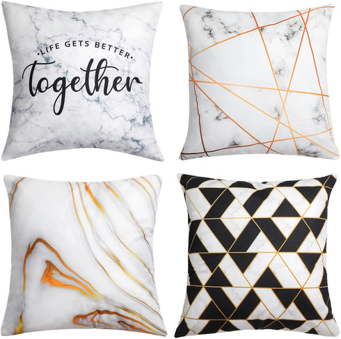 Throw Pillow Covers 18" x 18" Set of 4, Modern Square Cushion Covers Decorative Pillow Covers for Couch Sofa Bedroom Living Room