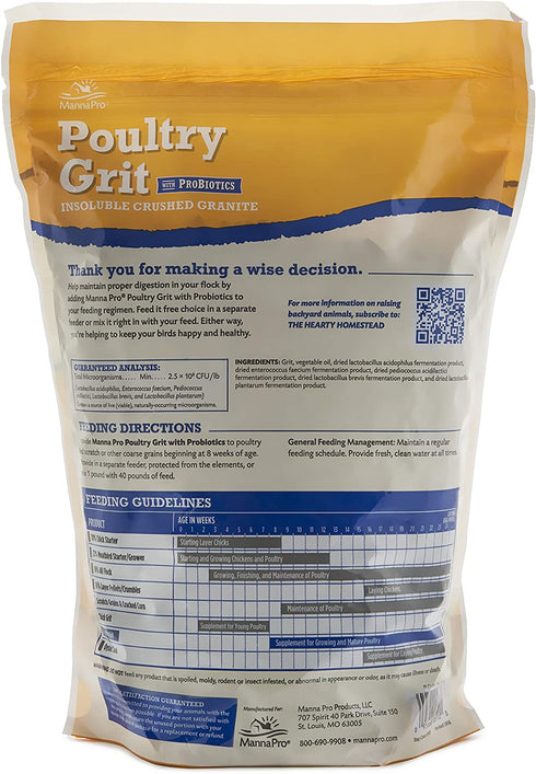 Manna Pro Poultry Grit with Probiotics | Insoluble Crushed Granite | 5 LB