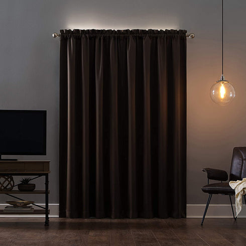 Sun Zero Oslo Theater Grade Extreme 100% Blackout Rod Pocket Curtain Panel, 52" x 84", Cocoa