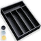 Drawer Organizers, Berglander Black Leather Wood Kitchen Silverware Tray For Drawer, Utensil Tray Drawer Organizer, Kitchen Silverware Organizer, Cutlery Flatware Organizer With Drawers