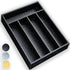 Drawer Organizers, Berglander Black Leather Wood Kitchen Silverware Tray For Drawer, Utensil Tray Drawer Organizer, Kitchen Silverware Organizer, Cutlery Flatware Organizer With Drawers