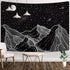 Sevenstars Mountain Tapestry Moon Star Tapestry Starry Night Sky Tapestry Black and White Mountains Tapestry for Room