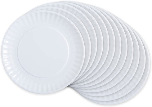 DII Melamine Reusable 9" Round Party or Picnic Plate, Set of 12, White