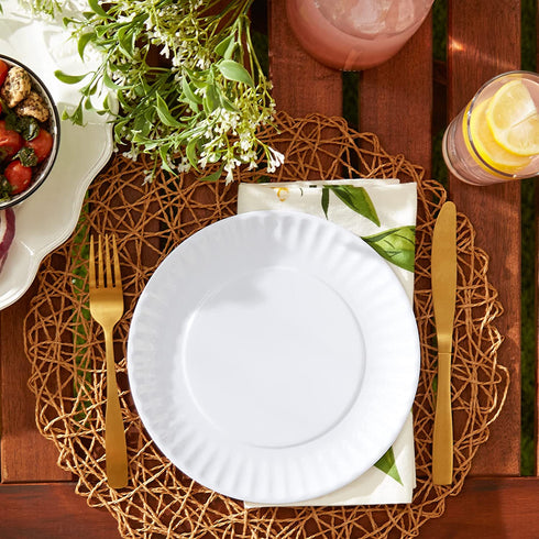 DII Melamine Reusable 9" Round Party or Picnic Plate, Set of 12, White