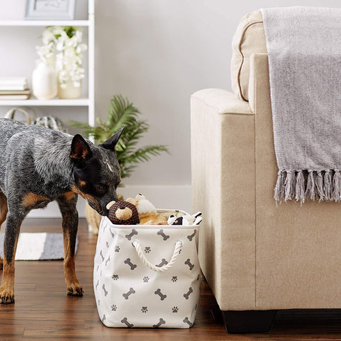 Bone Dry Pet Storage Collection Paw and Bone Print, Small Rectangle, Gray