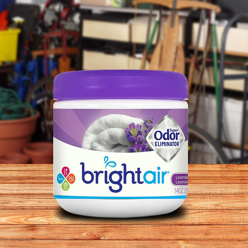 Bright Air Solid Air Freshener and Odor Eliminator, Lavender and Fresh Linen Scent, 14 Oz Each, 6 Pack