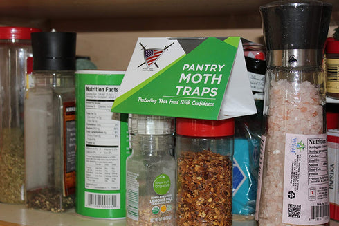 Pantry Moth Trap (6 Pack) - Closet Traps for Moths with Unique Hanging Design, Pheromone Attractant Catches Male Moths Naturally without Toxic Repellant is Family Safe and Prime for Kitchen Closets.