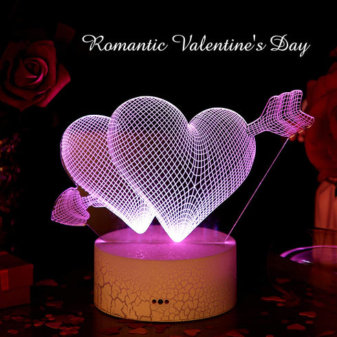 3D Love Cupid Lamp, Romantic Love Illusion Light 16 Colors Change Night Light LED Heart Sleep Light for Valentines Wife Boyfriend Girlfriend, Remote Touch