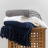Chunky Knit Throw Blanket, Navy Blue Soft Warm Cozy Bed Throw Blanket with Tassels, Boho Style Textured Knitted Home Decorative Blanket for Couch, Sofa &Bed, 50"x60"