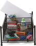 Mind Reader Storage Basket Organizer, Home, Office, Kitchen, Bathroom, 3 Compartments, Metal Mesh, Black