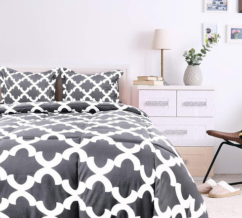 Utopia Bedding Printed Comforter Set (Full, Grey) with 2 Pillow Shams - Luxurious Brushed Microfiber - Down Alternative Comforter - Soft and Comfortable - Machine Washable