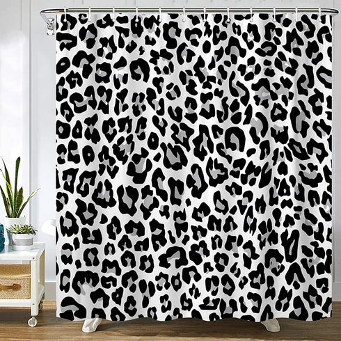 Abaysto Gray Cheetah Shower Curtain Snow Leopard Shower Curtains Jaguar White Animal Pattern Spot Fur Bathroom Decor Polyester Fabric Cheetah Print Shower Curtain Set with Hooks 72x72 Inch