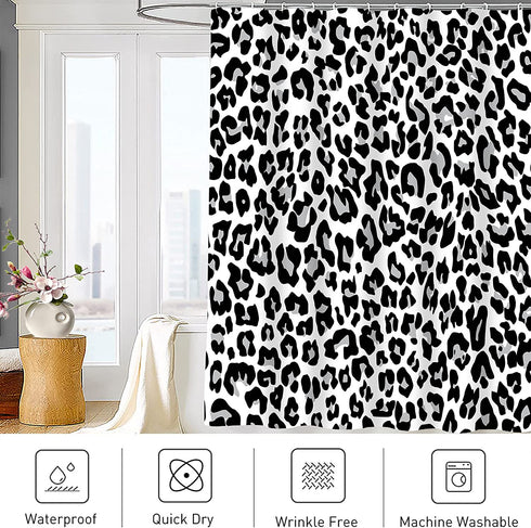 Abaysto Gray Cheetah Shower Curtain Snow Leopard Shower Curtains Jaguar White Animal Pattern Spot Fur Bathroom Decor Polyester Fabric Cheetah Print Shower Curtain Set with Hooks 72x72 Inch