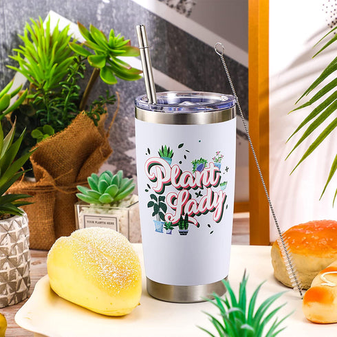 Plant Lady Lover Gifts, 20oz cactus plant Insulated Water Tumbler Cup Double Wall Vacuum Insulated Travel Cup Coffee Mug Wine Glasses Gifts for lady Women Wife Crazy Gardening cactus decor