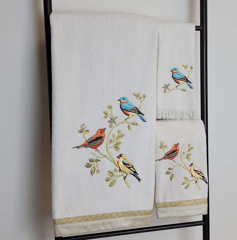 Avanti Linens Gilded Birds Collection, Hand Towel, Ivory