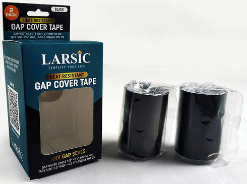 Kitchen Stove Counter Gap Cover,Seals Between Counter Range,Burner,Washer,Dryer,Extra Wide & Long,Heat Resistant,Waterproof Tape Set of 2 (1.5"X78", Black)