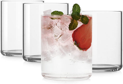 Thin Drinking Glasses Set of 4,15oz Cocktail Glass Set,Low ball Glasses for Water,Juice,Milk,Cocktails, Beer and More, Elegant Bar Glassware,Lead-Free whiskey Glasses,Glass Drink Tumblers (15 OZ)