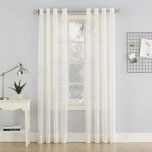 No. 918 Erica Crushed Sheer Voile Grommet Curtain Panel, 51" x 95", Eggshell