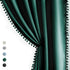 Pompom Green Full Blackout Curtains for Bedroom Living Room 63 inch Thermal Insulated Window Curtain Panels for Chrismas Décor 50" w x2 Panels Rod Pocket