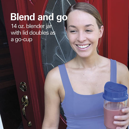 Hamilton Beach Personal Smoothie Blender With 14 Oz Travel Cup And Lid, Blue 51132