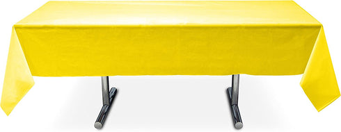Mountclear 12-Pack Disposable Plastic Tablecloths - 54 x 108 Inch Size Table Cloth Ideal Rectangular Table Covers for Any Tables Upto 8 Feet Long Easy Clean-up of Post-Event Mess (Yelow)