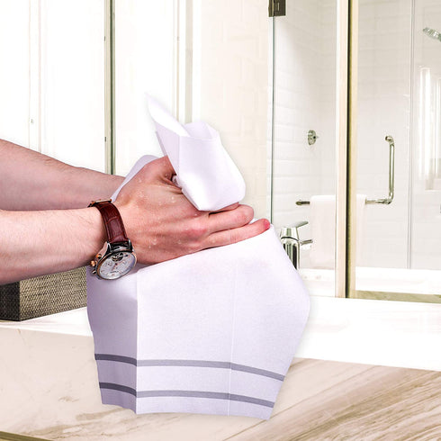 Fete Decorative Hand Towels Disposable, Silver Design 100 Linen-Feel Guest Towels Formal Dinner, Anniversary, and Wedding Napkins for Tables, Guestrooms, and Restrooms - 8.5x 4-Inches Folded,