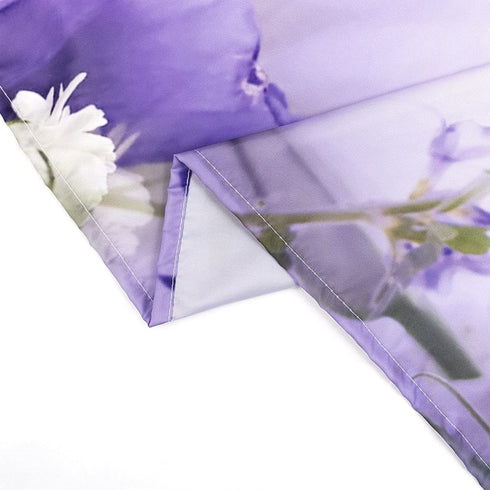 LB Pastel Flower Bouquet Ombre Background Shower Curtain Purple Floral Restroom Bathroom Curtains Hooks Durable Waterproof Fabric Curtain Set, 70 x 70 Inches