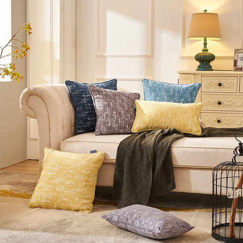 SleepMan Set of 2 Thick Chenille Pillow 12x20 Covers Throw Pillow Covers Home Decor for Couch Bed Sofa Bedroom Car Navy Blue 12x20