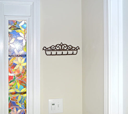 gasare, Key Holder for Wall, Decorative Key Rack, 5 Sturdy Hooks, Cast Iron, Brown, 12½ x 5¼ Inches, Wall Mount Screws and Anchors, 1 Unit