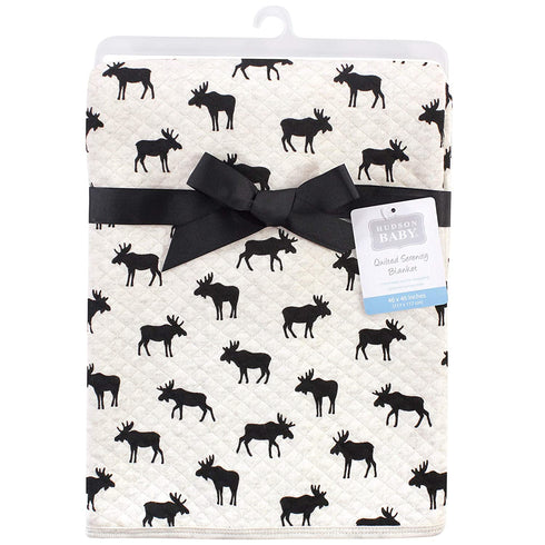 Hudson Baby Unisex Baby Quilted Multi-Purpose Swaddle, Receiving, Stroller Blanket, Moose 1-Pack, One Size